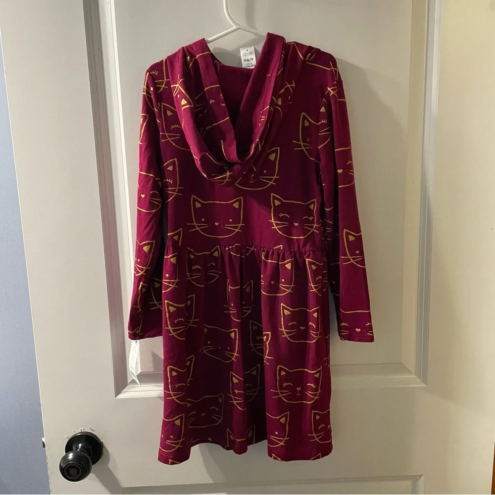 Carter's Maroon Cat Print Casual Dress